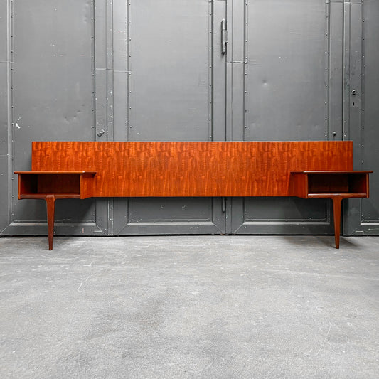 mid-century doppelbett-kopfteil in teak - 1960er jahre, 264cm breite