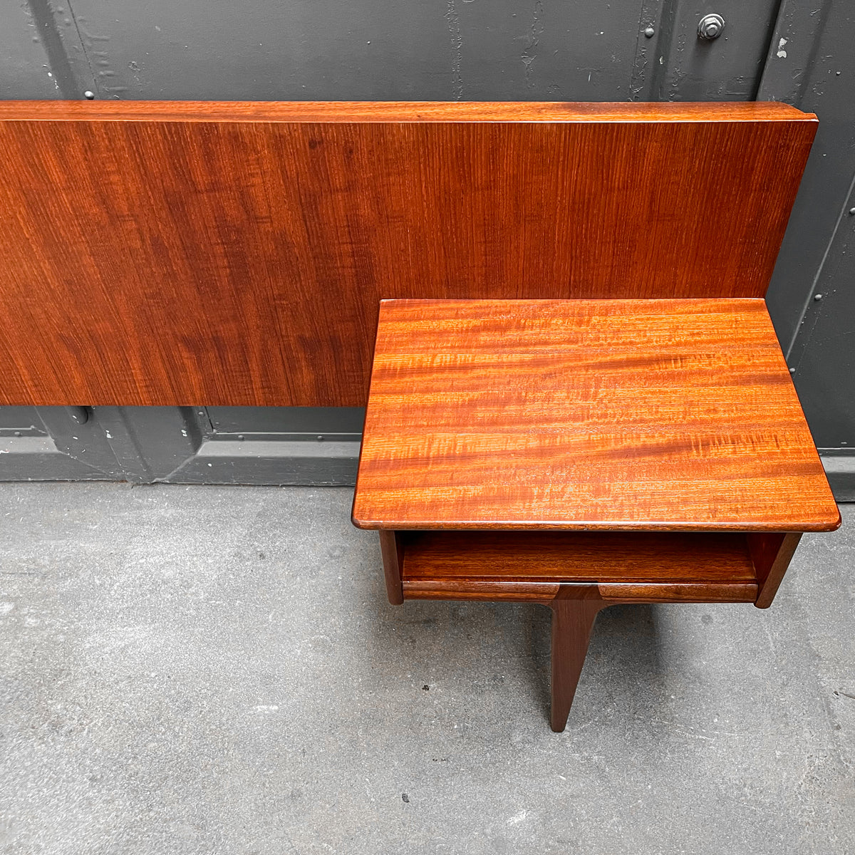 mid-century doppelbett-kopfteil in teak - 1960er jahre, 264cm breite