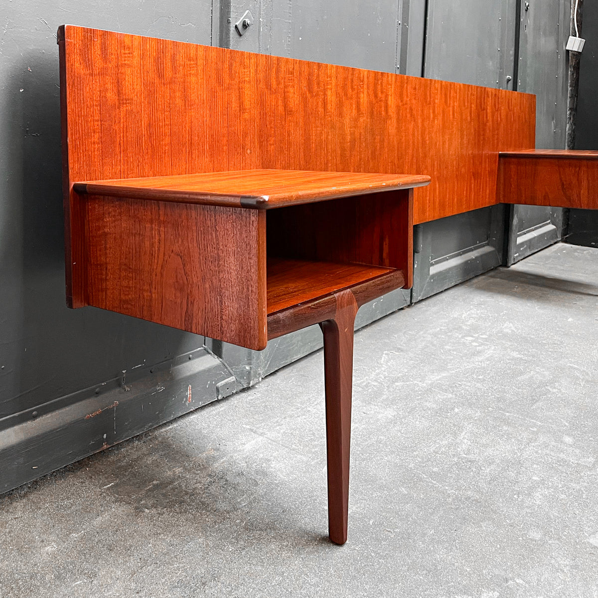 mid-century doppelbett-kopfteil in teak - 1960er jahre, 264cm breite