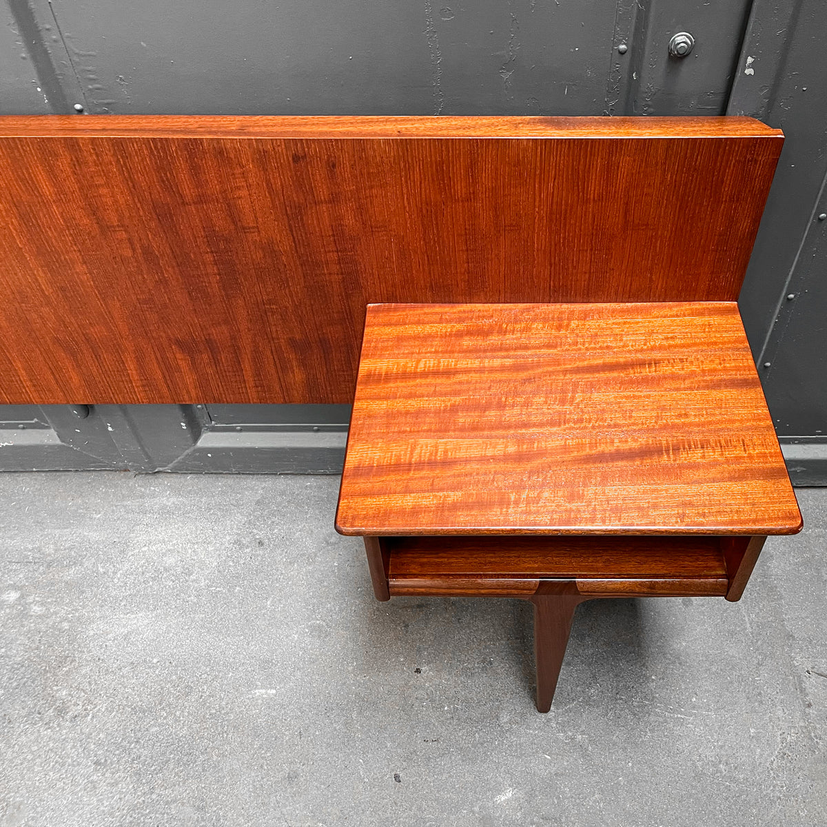 mid-century doppelbett-kopfteil in teak - 1960er jahre, 264cm breite