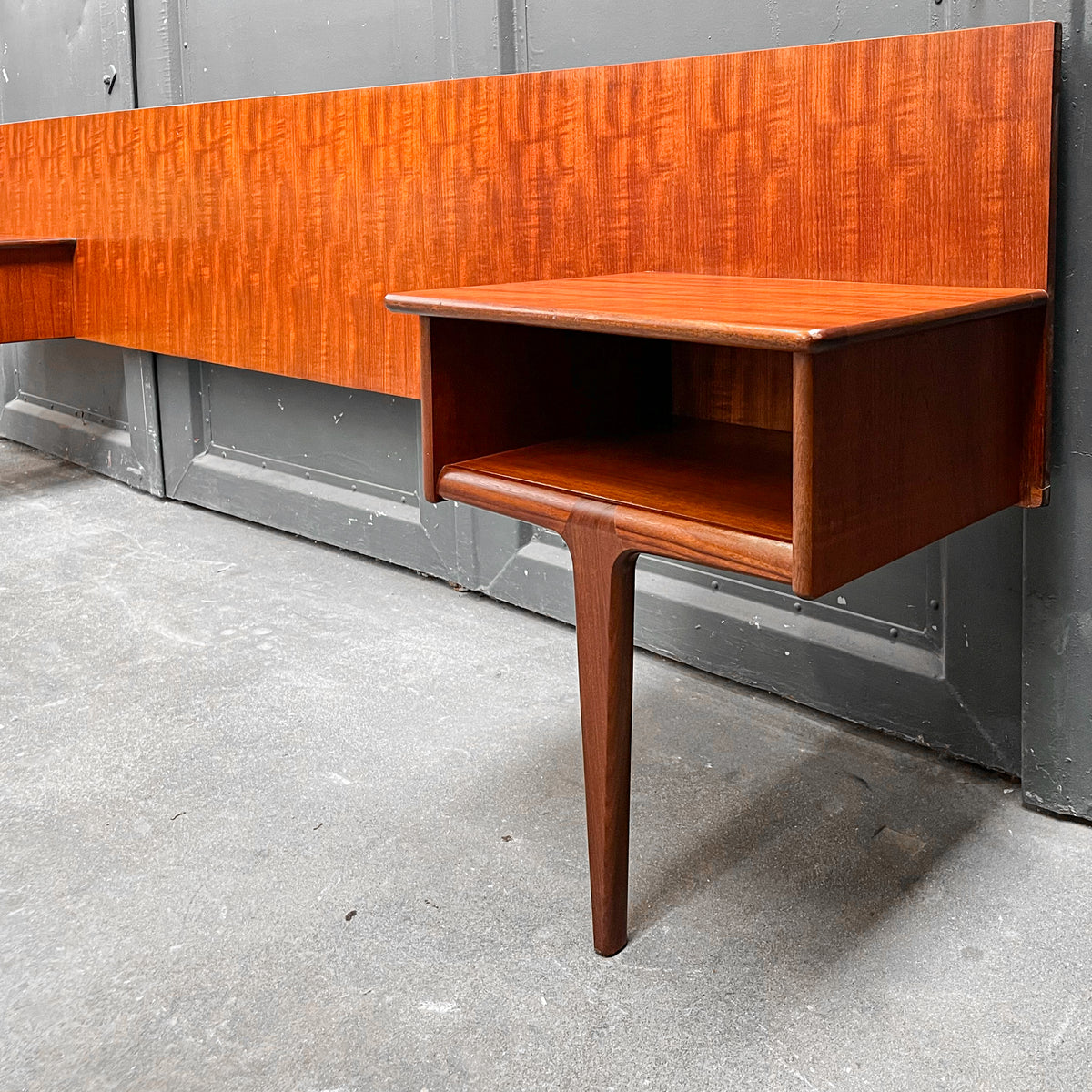 mid-century doppelbett-kopfteil in teak - 1960er jahre, 264cm breite