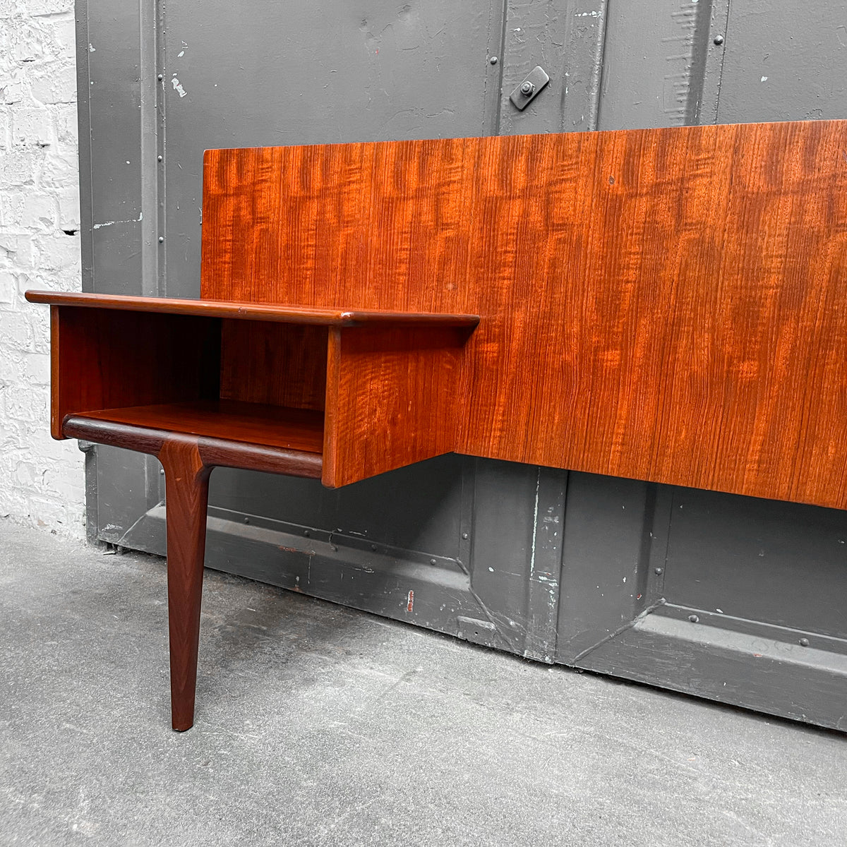 mid-century doppelbett-kopfteil in teak - 1960er jahre, 264cm breite