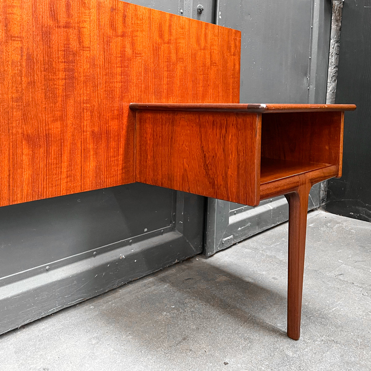mid-century doppelbett-kopfteil in teak - 1960er jahre, 264cm breite