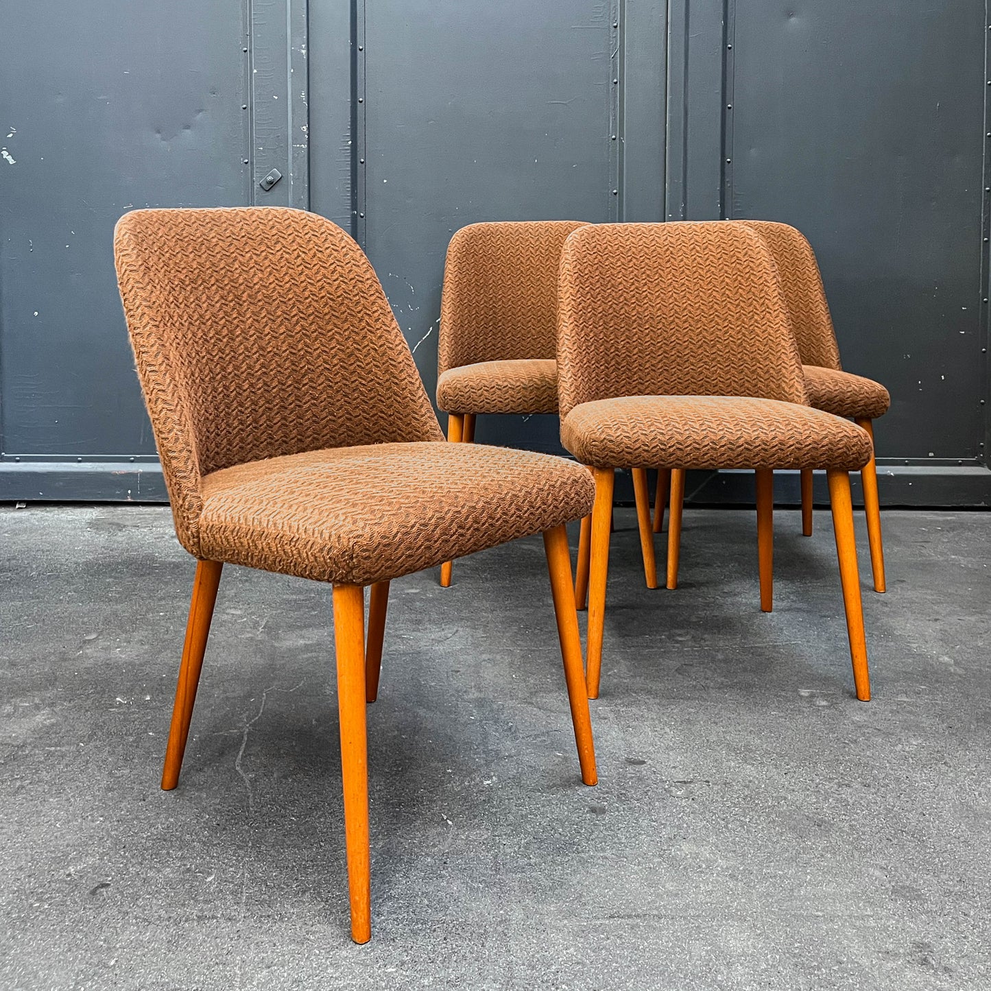 schlichte 4er set stühle, 1960er/70er jahre - mid-century DDR stuhl chairs lounge cocktailsessel sessel Y311_1201