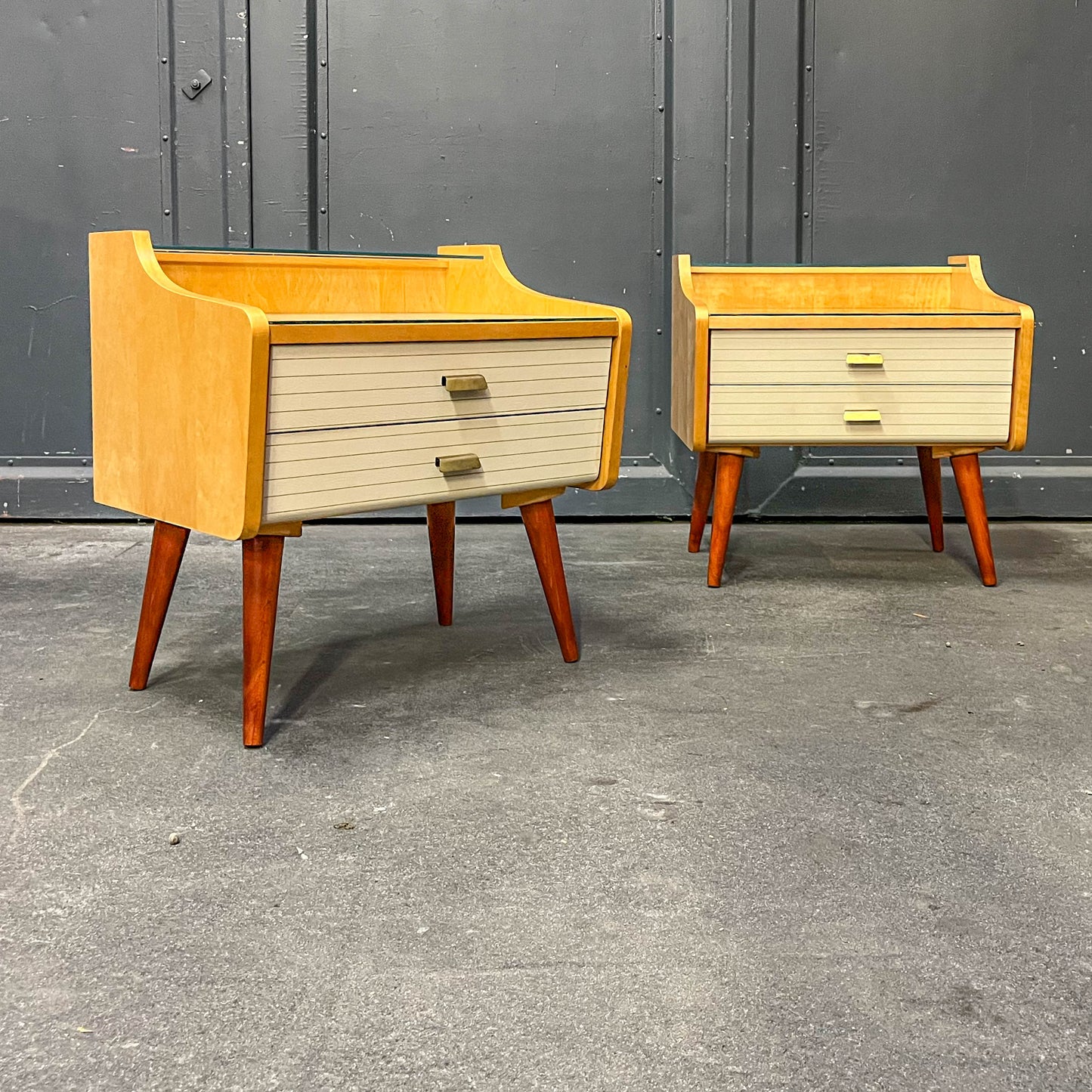 2er set mid-century nachtschränkchen, 1960er jahre - nachttische kommode schrank nightstand alt vintage Y311_2602