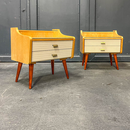2er set mid-century nachtschränkchen, 1960er jahre - nachttische kommode schrank nightstand alt vintage Y311_2602