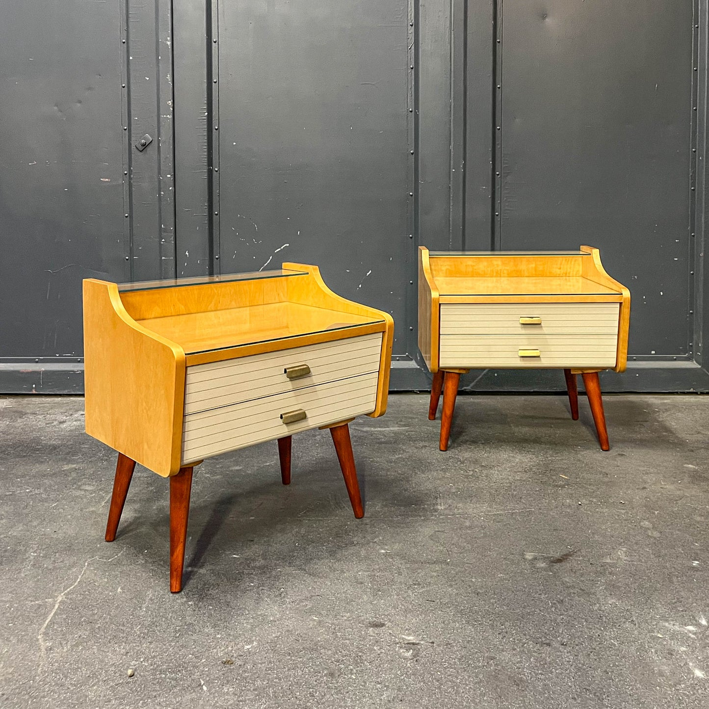 2er set mid-century nachtschränkchen, 1960er jahre - nachttische kommode schrank nightstand alt vintage Y311_2602