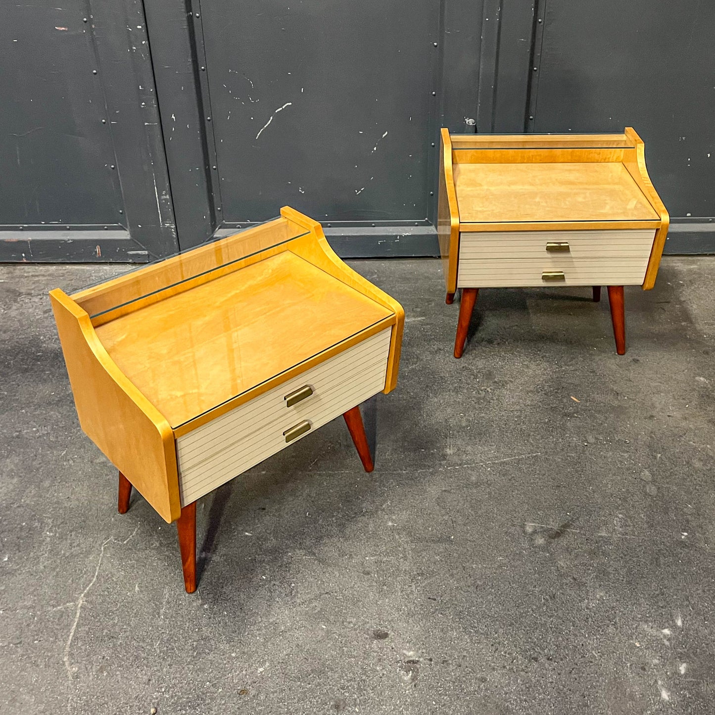 2er set mid-century nachtschränkchen, 1960er jahre - nachttische kommode schrank nightstand alt vintage Y311_2602