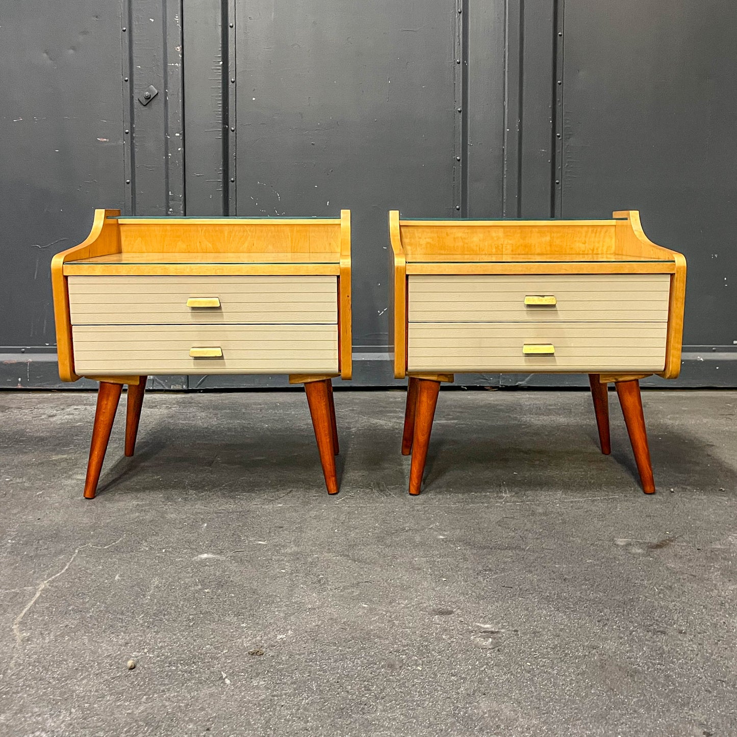 2er set mid-century nachtschränkchen, 1960er jahre - nachttische kommode schrank nightstand alt vintage Y311_2602