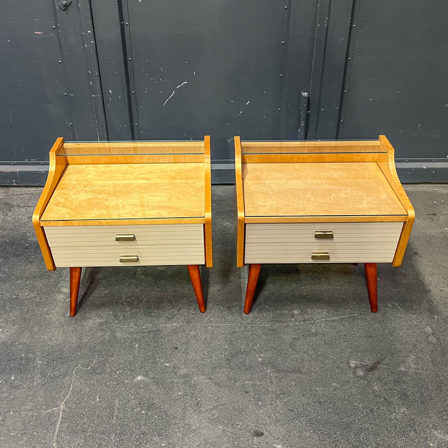 2er set mid-century nachtschränkchen, 1960er jahre - nachttische kommode schrank nightstand alt vintage Y311_2602