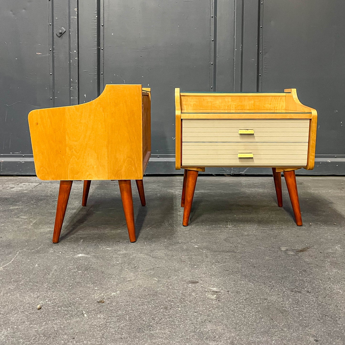 2er set mid-century nachtschränkchen, 1960er jahre - nachttische kommode schrank nightstand alt vintage Y311_2602