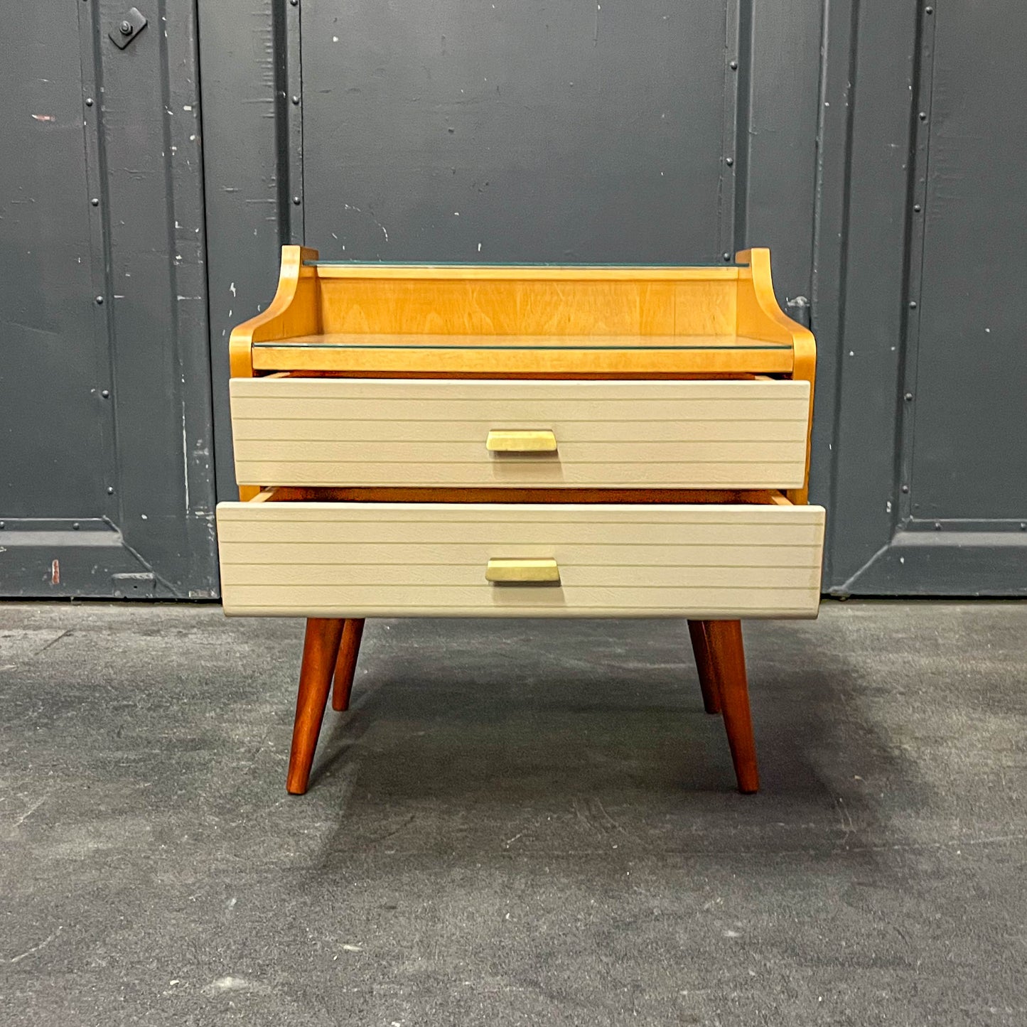 2er set mid-century nachtschränkchen, 1960er jahre - nachttische kommode schrank nightstand alt vintage Y311_2602