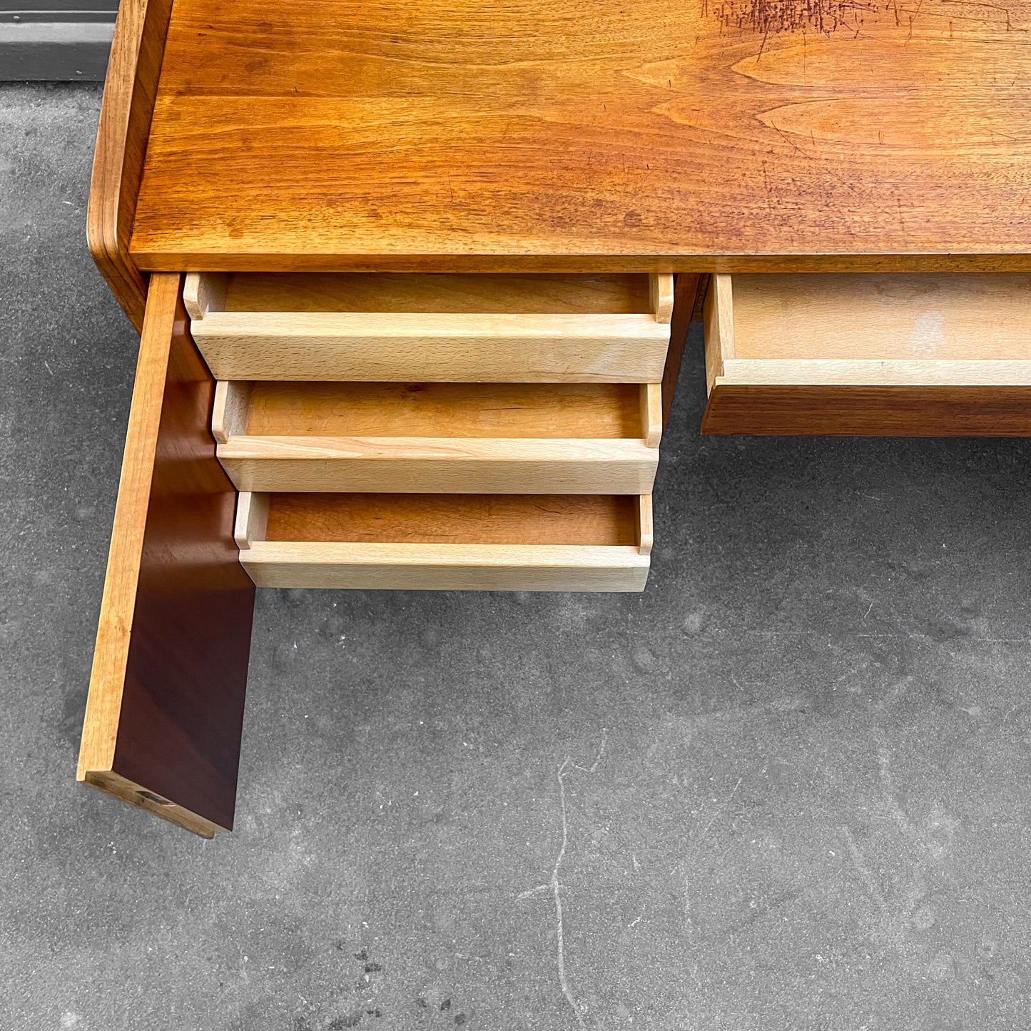 schreibtisch in nussbaum, 1960er, 145cm